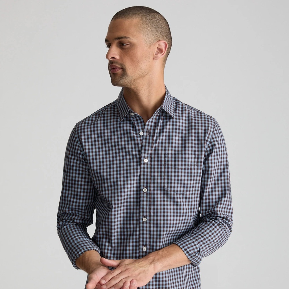 Untuckit Shirt‎ | Men's Blue/white Gingham Plaid Button Up Large Great Condition